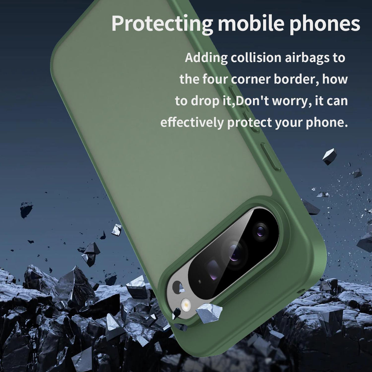 For Google Pixel 9 Pro XL Fanying Series PC Hybrid TPU Translucent Frosted Phone Case - Olive Green - EDA009919203D