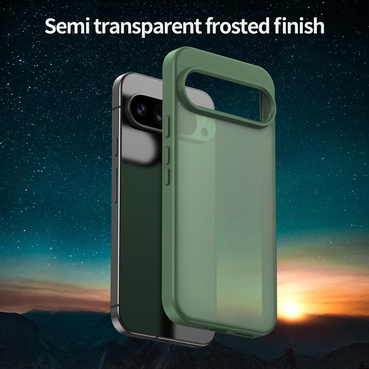 For Google Pixel 9 Pro XL Fanying Series PC Hybrid TPU Translucent Frosted Phone Case - Olive Green - EDA009919203D