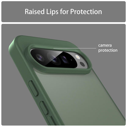 For Google Pixel 9 Pro XL Fanying Series PC Hybrid TPU Translucent Frosted Phone Case - Olive Green - EDA009919203D