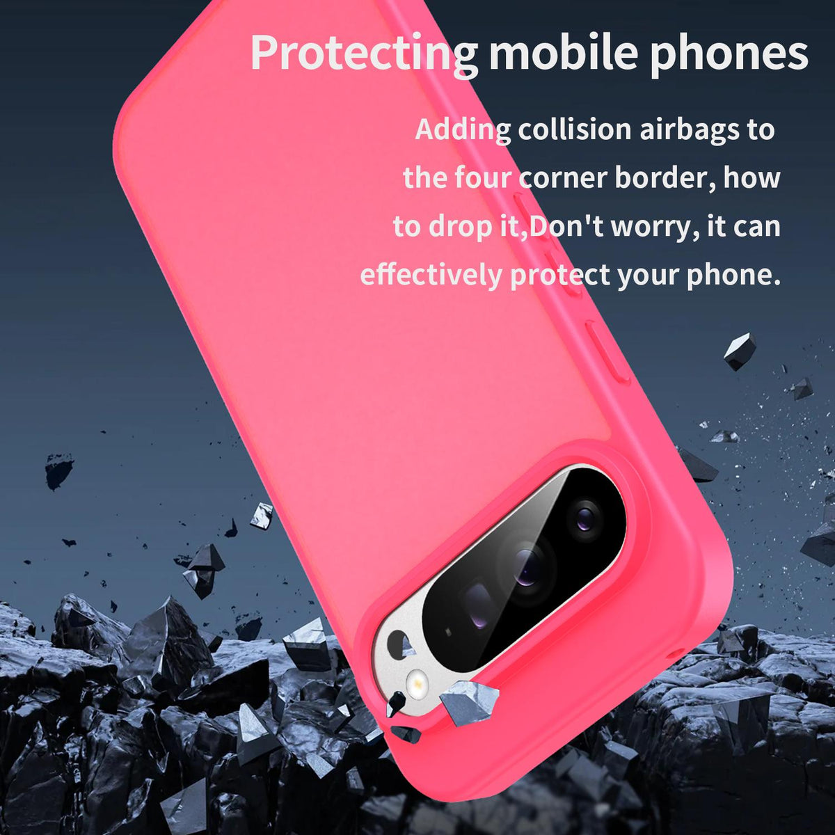For Google Pixel 9 Pro XL Fanying Series PC Hybrid TPU Translucent Frosted Phone Case - Rose Red - EDA009919203E