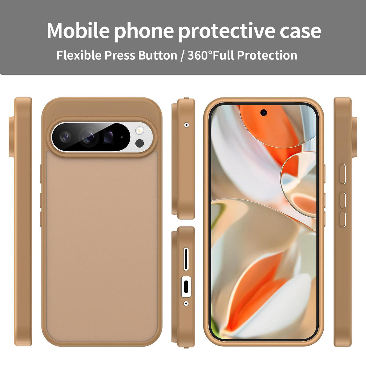 For Google Pixel 9 Pro XL Fanying Series PC Hybrid TPU Translucent Frosted Phone Case - Desert Gold - EDA009919203G