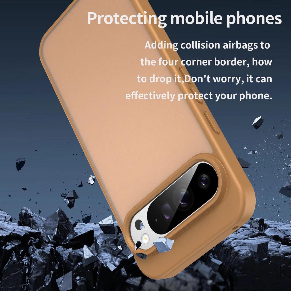 For Google Pixel 9 Pro XL Fanying Series PC Hybrid TPU Translucent Frosted Phone Case - Desert Gold - EDA009919203G