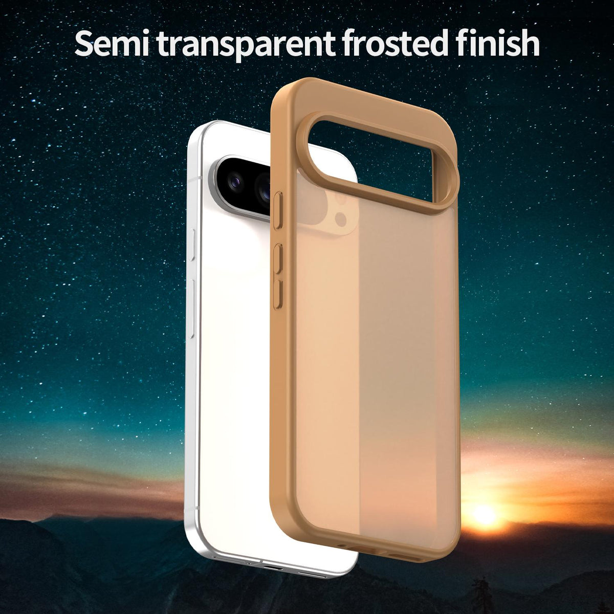 For Google Pixel 9 Pro XL Fanying Series PC Hybrid TPU Translucent Frosted Phone Case - Desert Gold - EDA009919203G