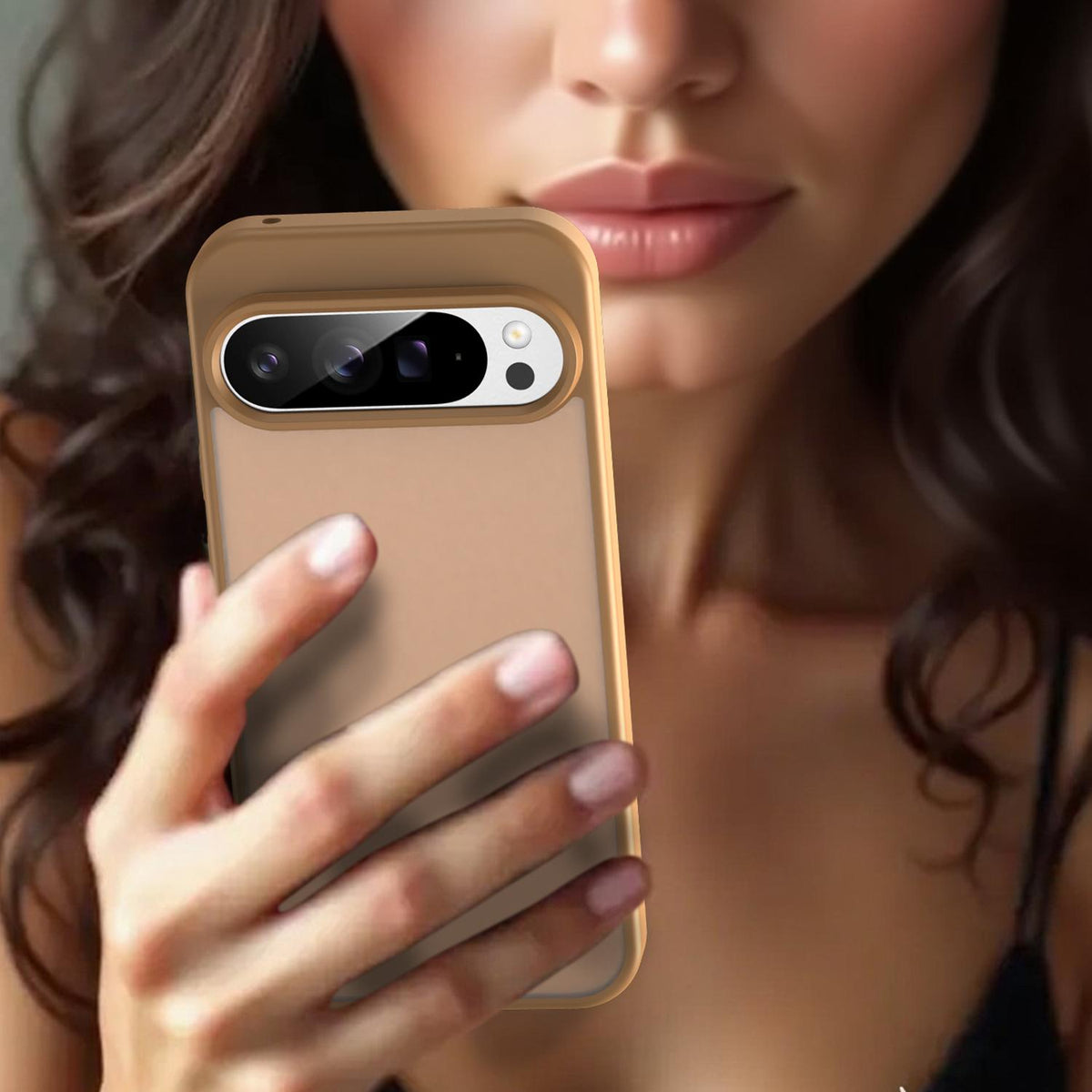 For Google Pixel 9 Pro XL Fanying Series PC Hybrid TPU Translucent Frosted Phone Case - Desert Gold - EDA009919203G