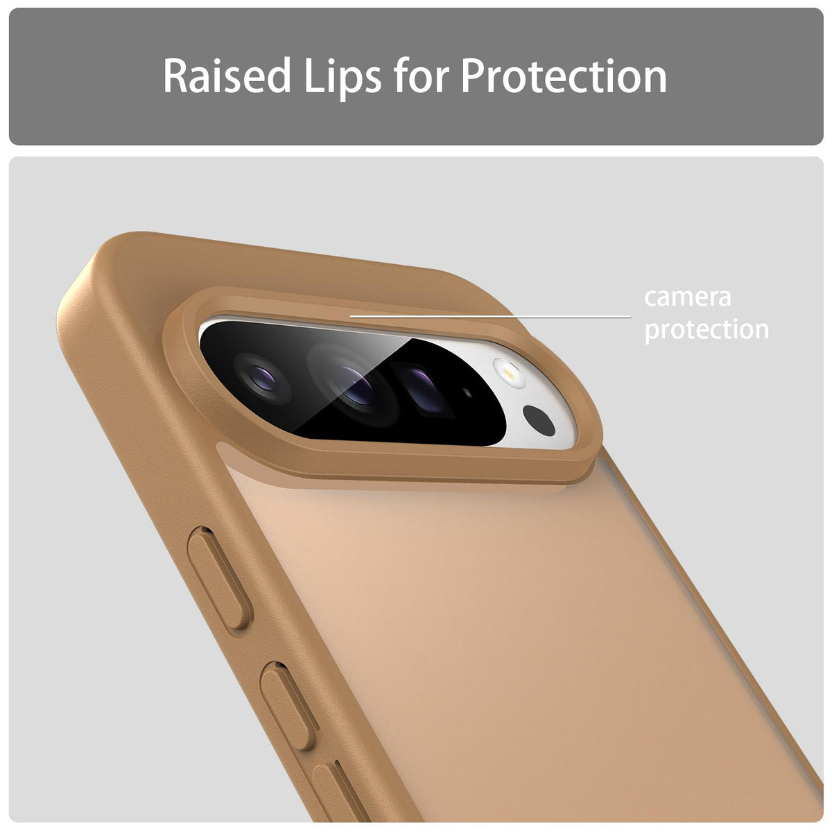 For Google Pixel 9 Pro XL Fanying Series PC Hybrid TPU Translucent Frosted Phone Case - Desert Gold - EDA009919203G