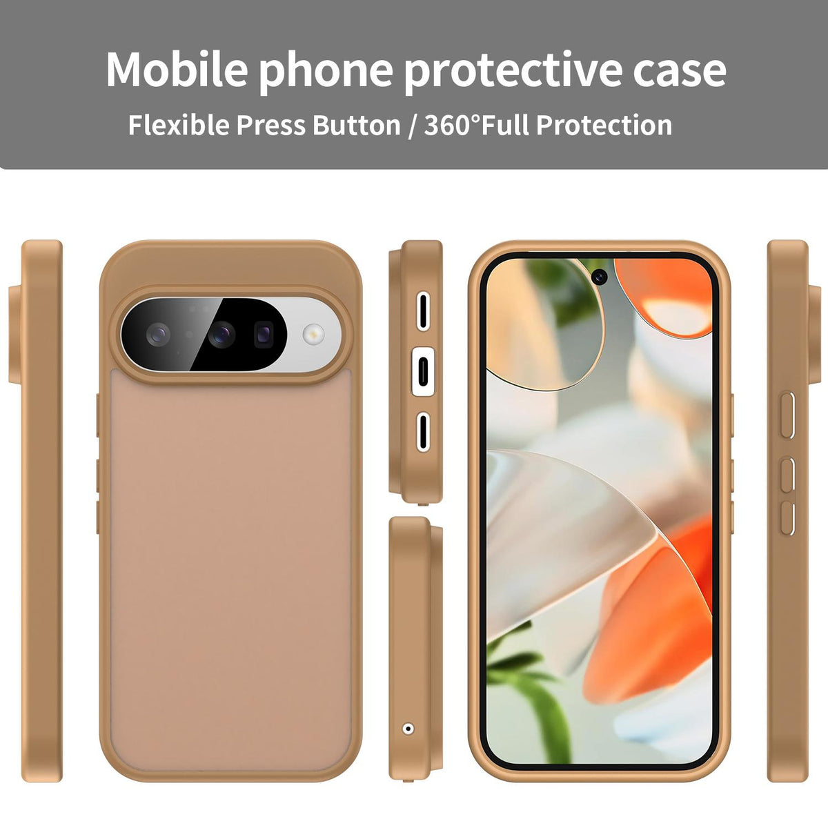 For Google Pixel 10 Fanying Series PC Hybrid TPU Translucent Frosted Phone Case - Desert Gold - EDA009919204G
