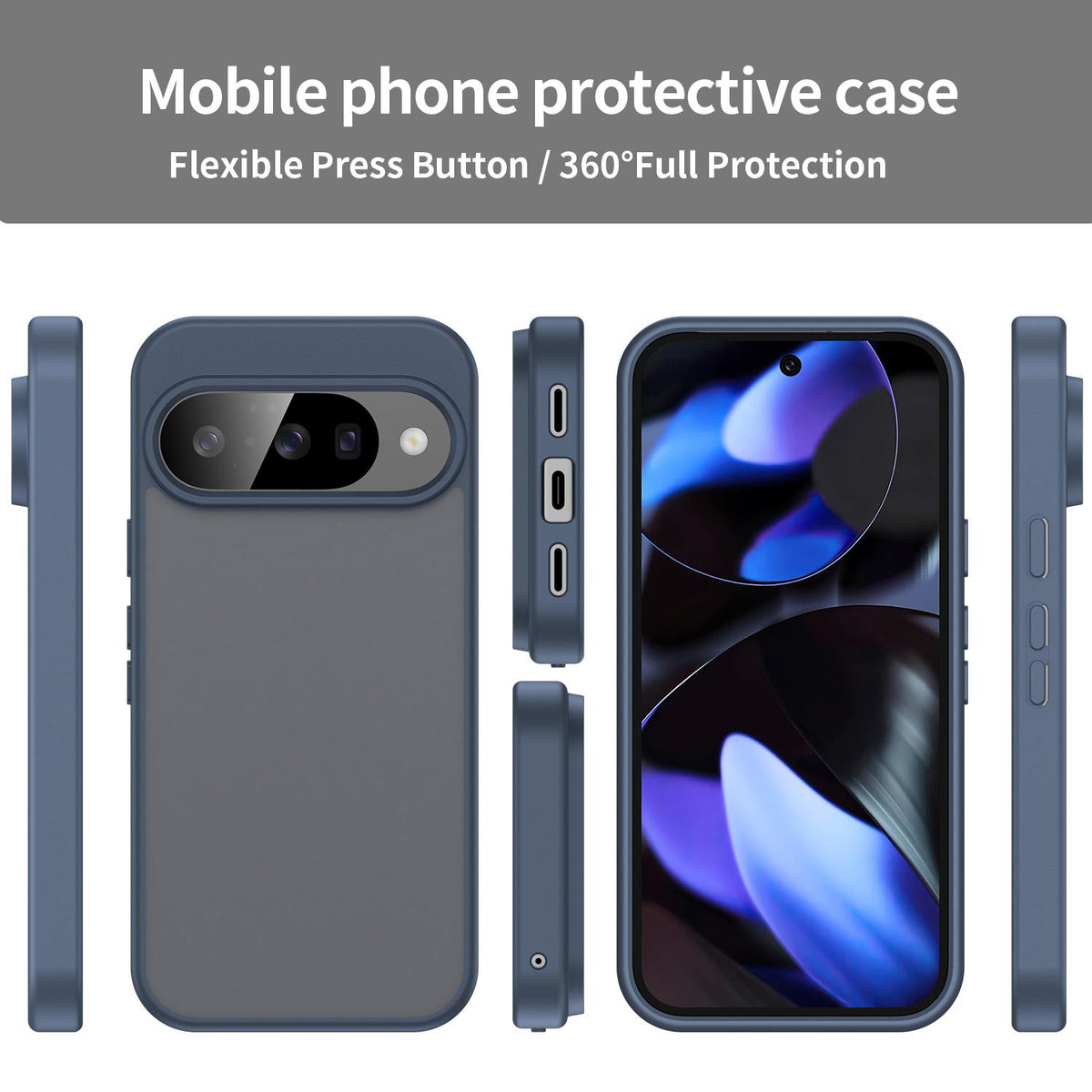 For Google Pixel 10 Pro Fanying Series PC Hybrid TPU Translucent Frosted Phone Case - Cyan Blue - EDA009919205C