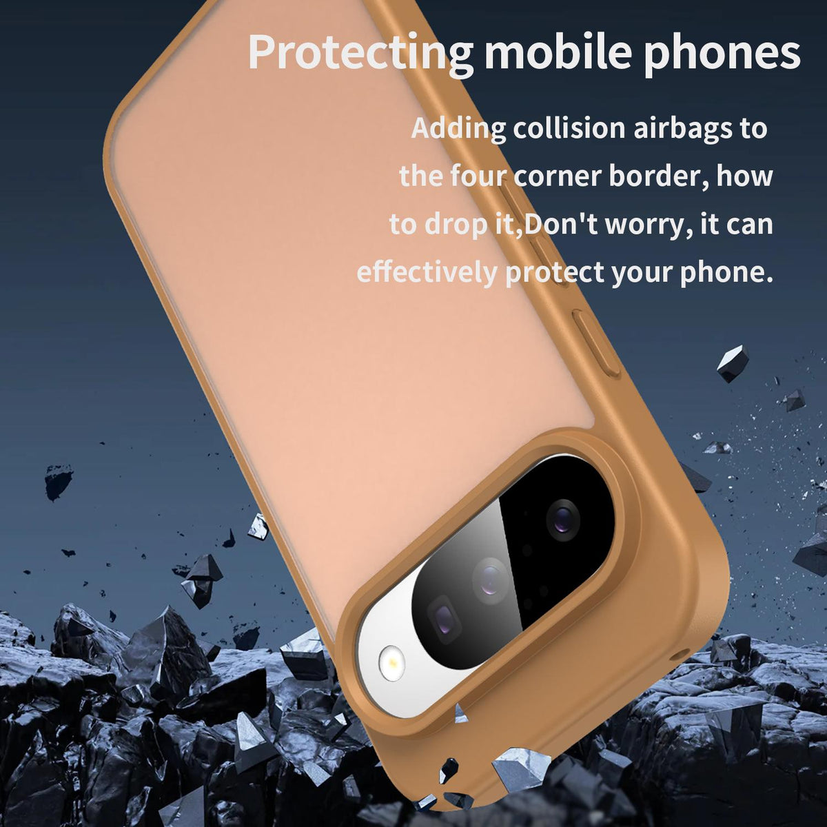 For Google Pixel 10 Pro Fanying Series PC Hybrid TPU Translucent Frosted Phone Case - Desert Gold - EDA009919205G