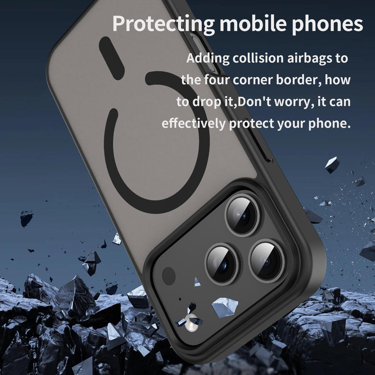 For iPhone 18 Pro Fanying Series PC Hybrid TPU Translucent Frosted MagSafe Phone Case - Translucent Black - EDA009920502A