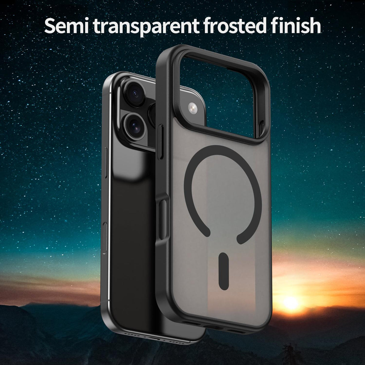 For iPhone 18 Pro Fanying Series PC Hybrid TPU Translucent Frosted MagSafe Phone Case - Translucent Black - EDA009920502A