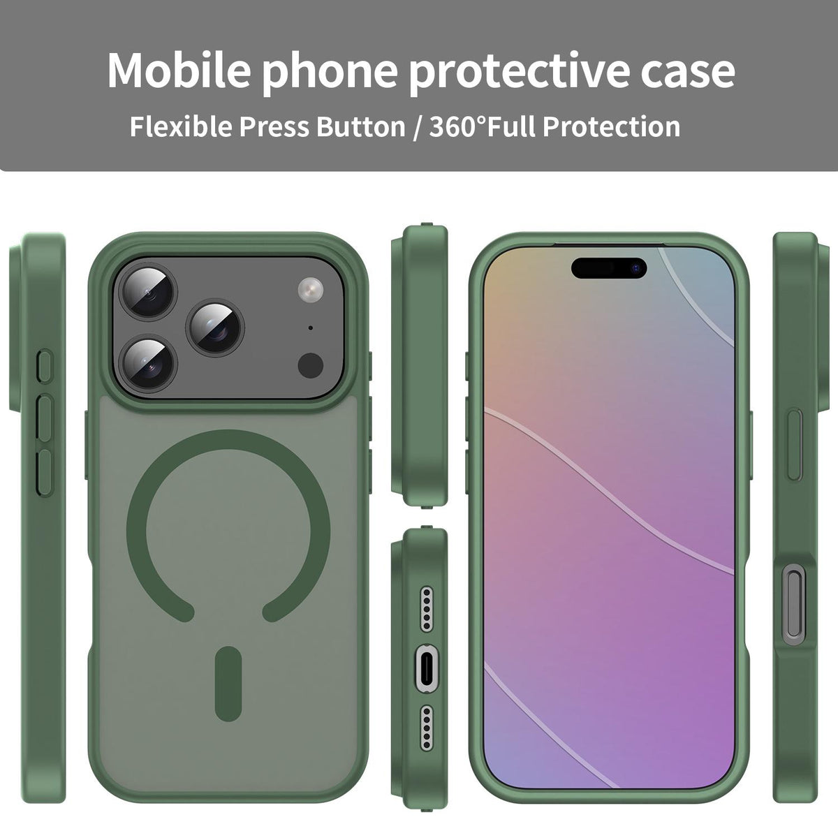 For iPhone 18 Pro Fanying Series PC Hybrid TPU Translucent Frosted MagSafe Phone Case - Olive Green - EDA009920502D