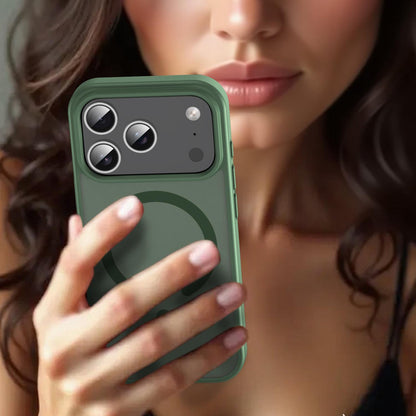For iPhone 18 Pro Fanying Series PC Hybrid TPU Translucent Frosted MagSafe Phone Case - Olive Green - EDA009920502D