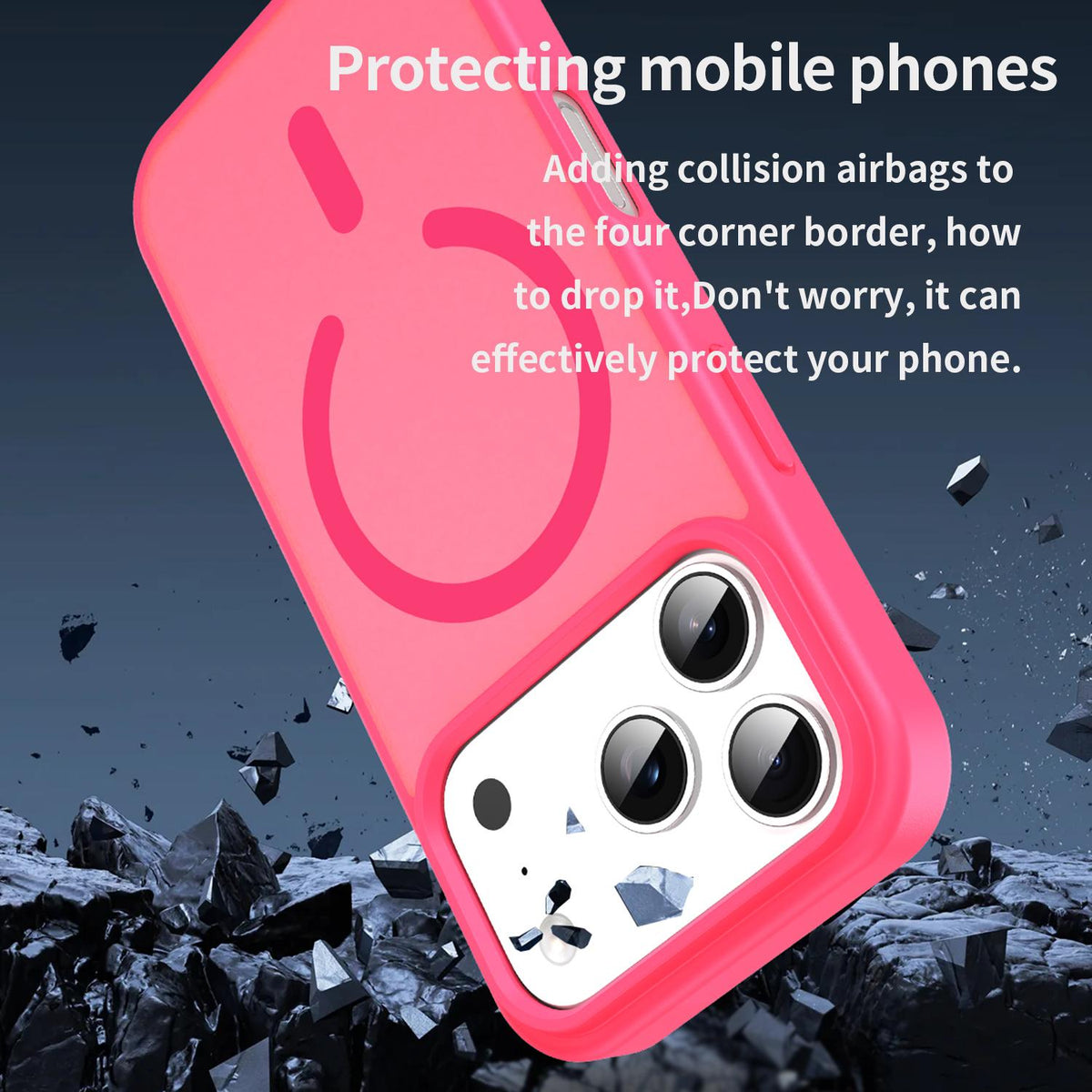 For iPhone 18 Pro Fanying Series PC Hybrid TPU Translucent Frosted MagSafe Phone Case - Rose Red - EDA009920502E