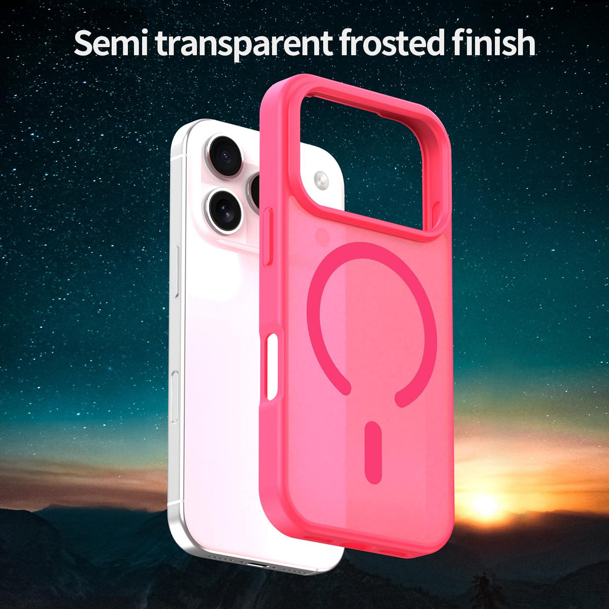 For iPhone 18 Pro Fanying Series PC Hybrid TPU Translucent Frosted MagSafe Phone Case - Rose Red - EDA009920502E