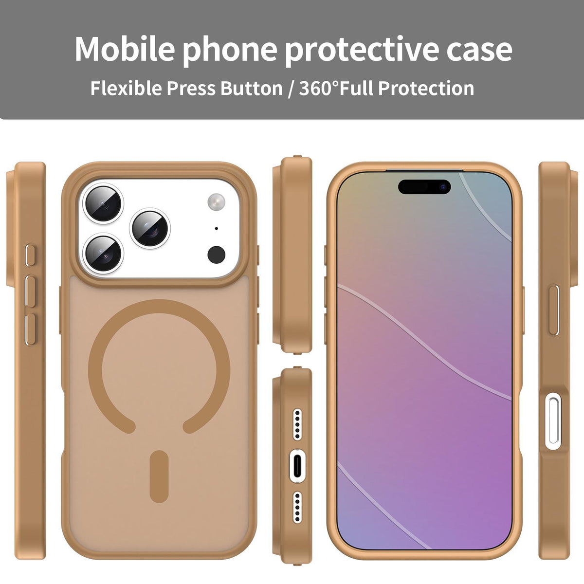 For iPhone 18 Pro Fanying Series PC Hybrid TPU Translucent Frosted MagSafe Phone Case - Desert Gold - EDA009920502G