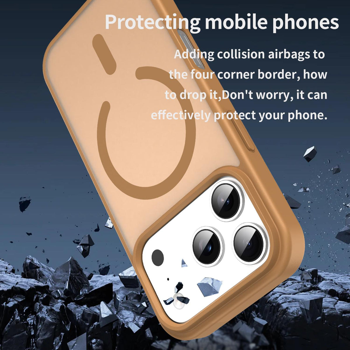 For iPhone 18 Pro Fanying Series PC Hybrid TPU Translucent Frosted MagSafe Phone Case - Desert Gold - EDA009920502G
