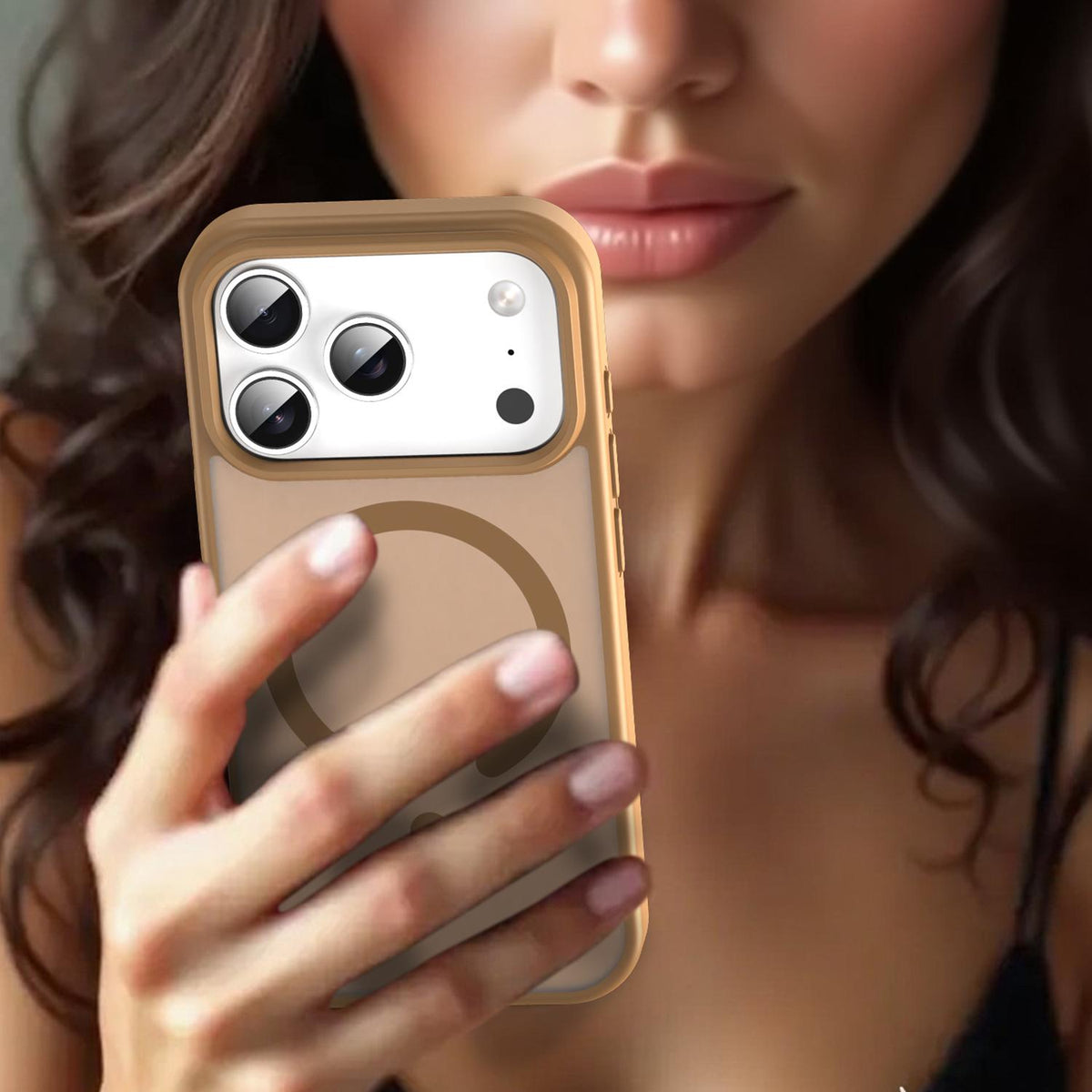For iPhone 18 Pro Fanying Series PC Hybrid TPU Translucent Frosted MagSafe Phone Case - Desert Gold - EDA009920502G