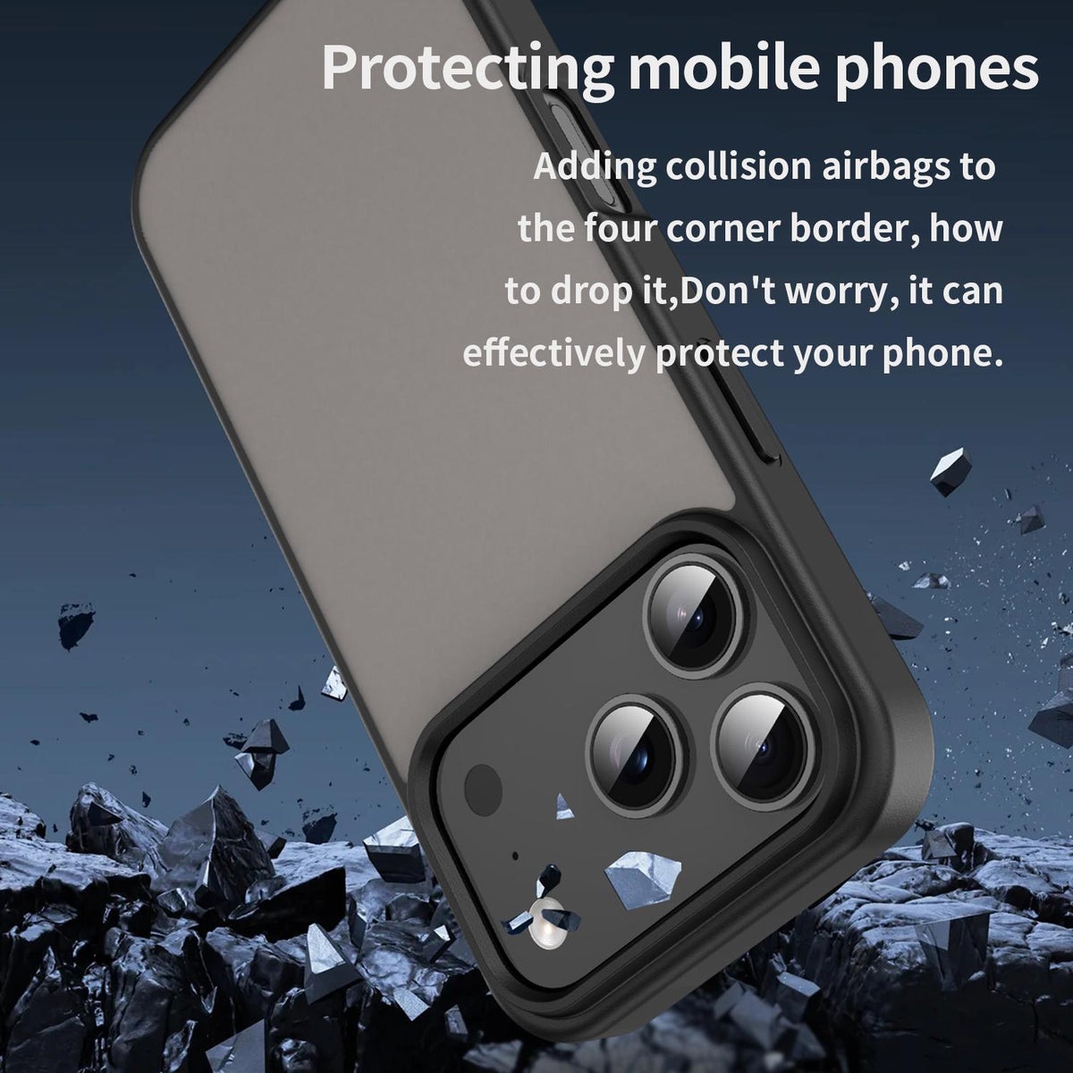 For iPhone 18 Pro Fanying Series PC Hybrid TPU Translucent Frosted Phone Case - Translucent Black - EDA009920902A