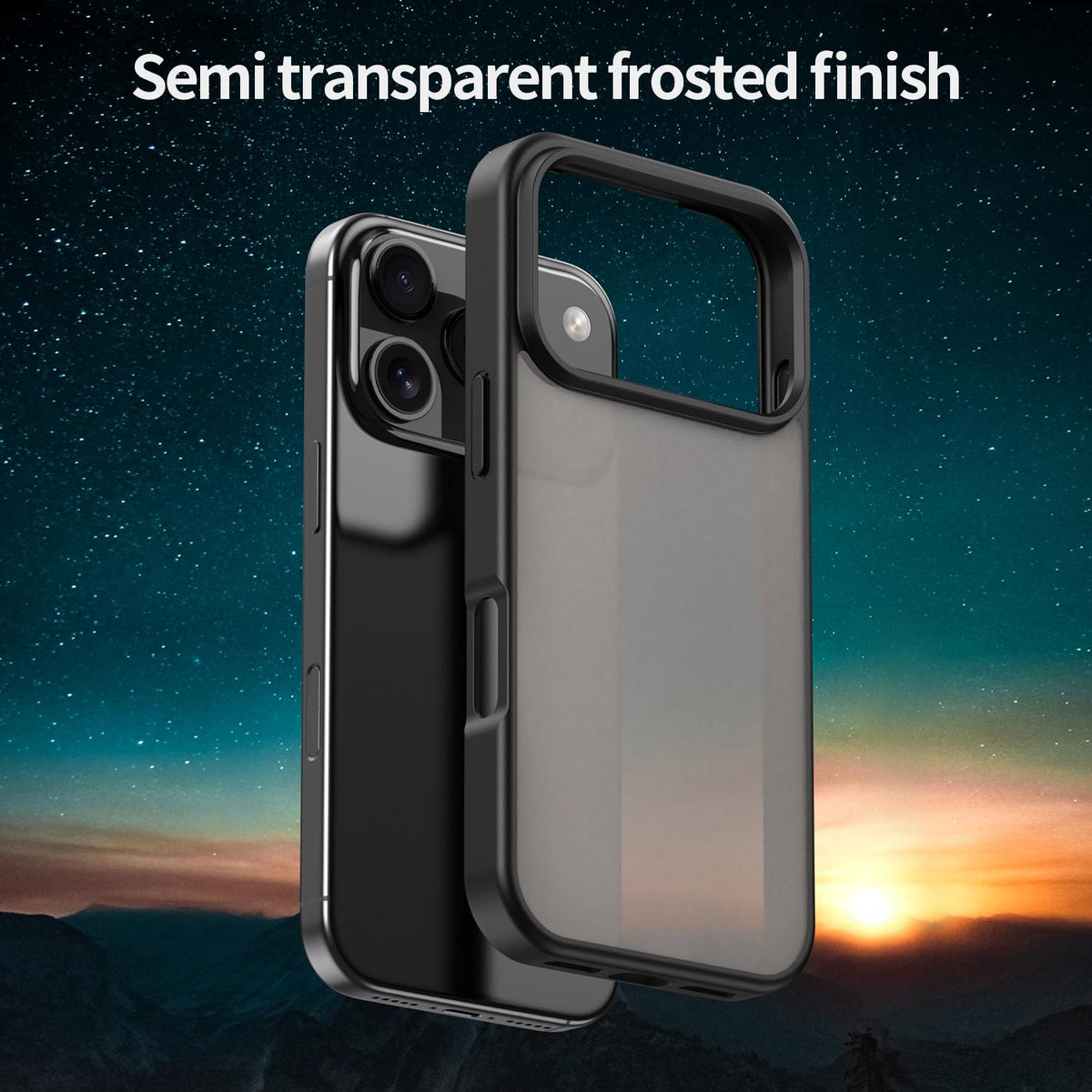For iPhone 18 Pro Fanying Series PC Hybrid TPU Translucent Frosted Phone Case - Translucent Black - EDA009920902A
