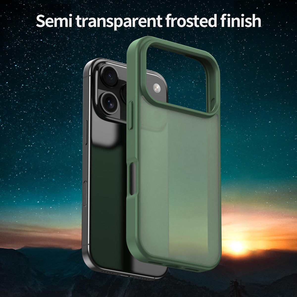 For iPhone 18 Pro Fanying Series PC Hybrid TPU Translucent Frosted Phone Case - Olive Green - EDA009920902D