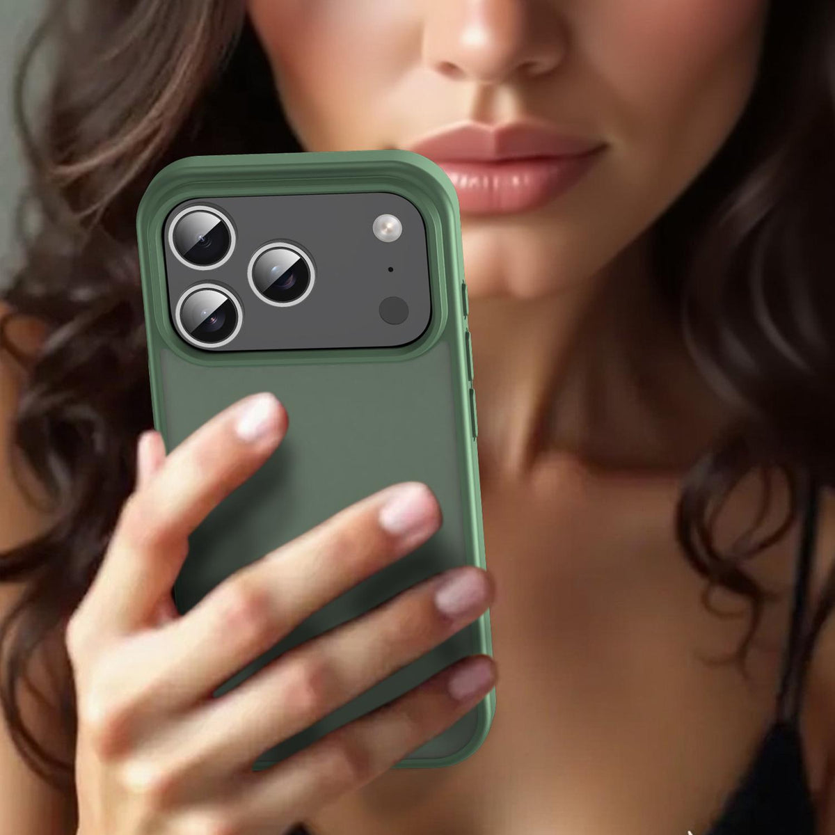 For iPhone 18 Pro Fanying Series PC Hybrid TPU Translucent Frosted Phone Case - Olive Green - EDA009920902D