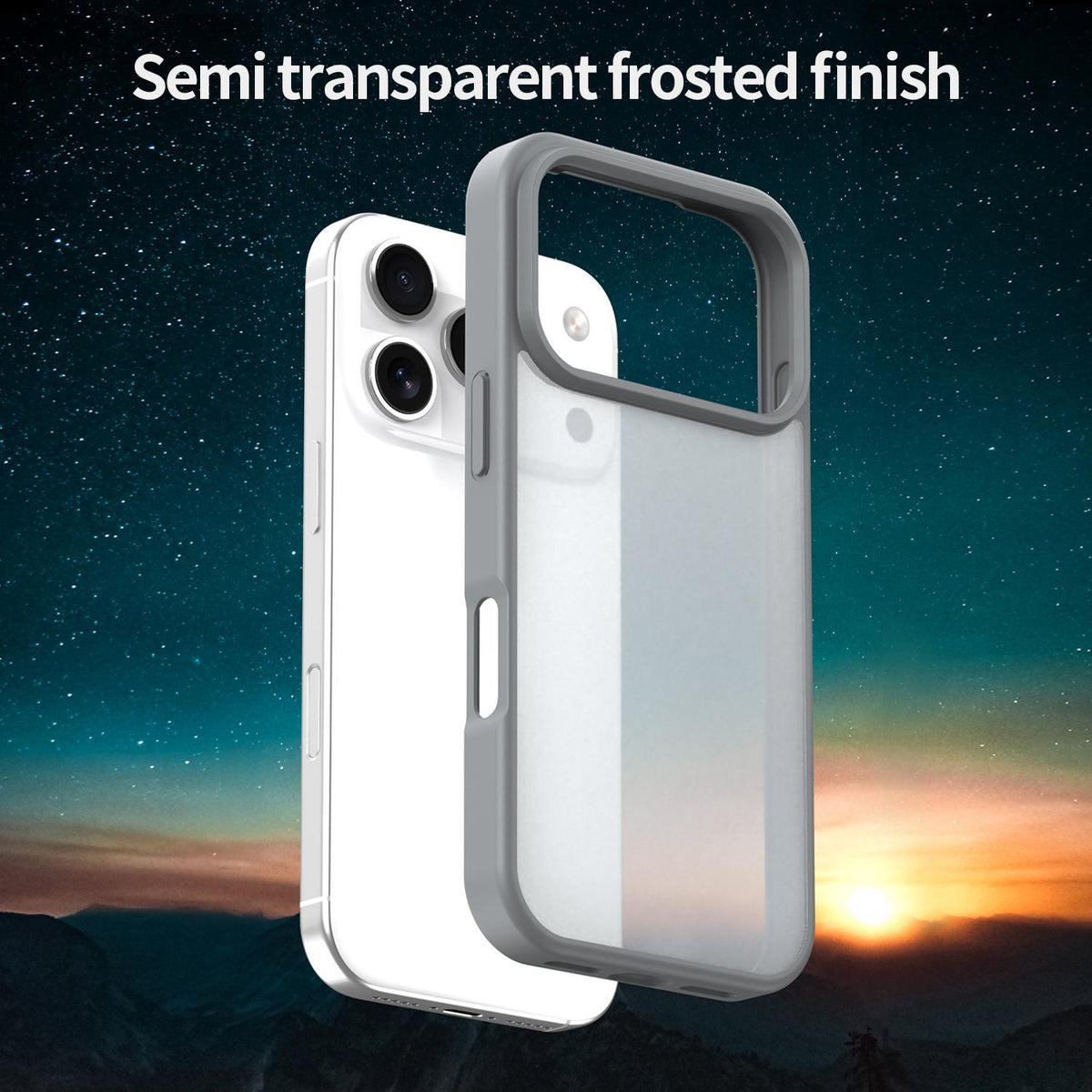 For iPhone 18 Pro Fanying Series PC Hybrid TPU Translucent Frosted Phone Case - Silver Grey - EDA009920902F