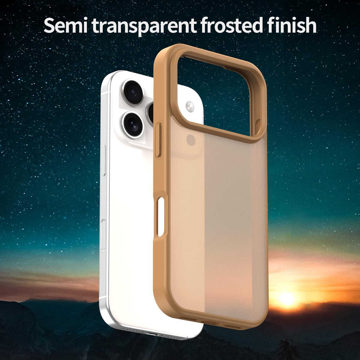 For iPhone 18 Pro Fanying Series PC Hybrid TPU Translucent Frosted Phone Case - Desert Gold - EDA009920902G