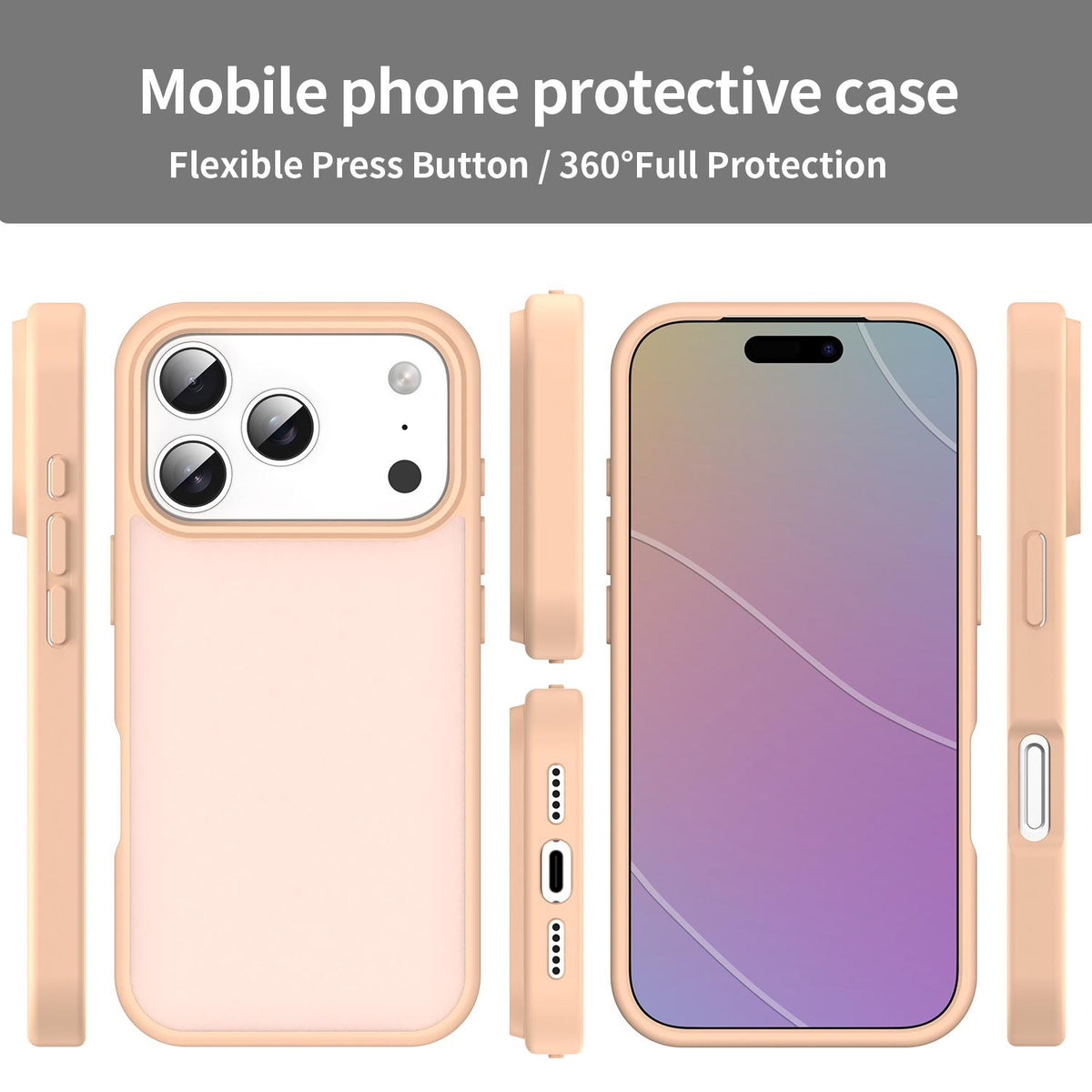For iPhone 18 Pro Fanying Series PC Hybrid TPU Translucent Frosted Phone Case - Rouge Powder - EDA009920902I