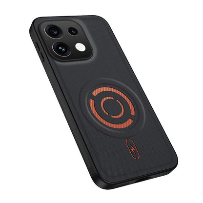 For OPPO Reno16 F / FS 5G WANLONFENG Tech Fabric Texture Magnetic PC Hybrid TPU Phone Case - Black - EDA009924903B