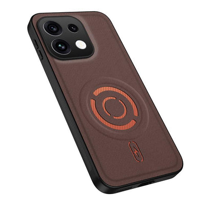 For OPPO Reno16 F / FS 5G WANLONFENG Tech Fabric Texture Magnetic PC Hybrid TPU Phone Case - Coffee - EDA009924903C