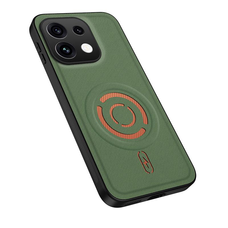 For OPPO Reno16 F / FS 5G WANLONFENG Tech Fabric Texture Magnetic PC Hybrid TPU Phone Case - Green - EDA009924903E