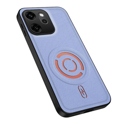 For OPPO Reno14 F 5G Global WANLONFENG Tech Fabric Texture Magnetic PC Hybrid TPU Phone Case(Blue)