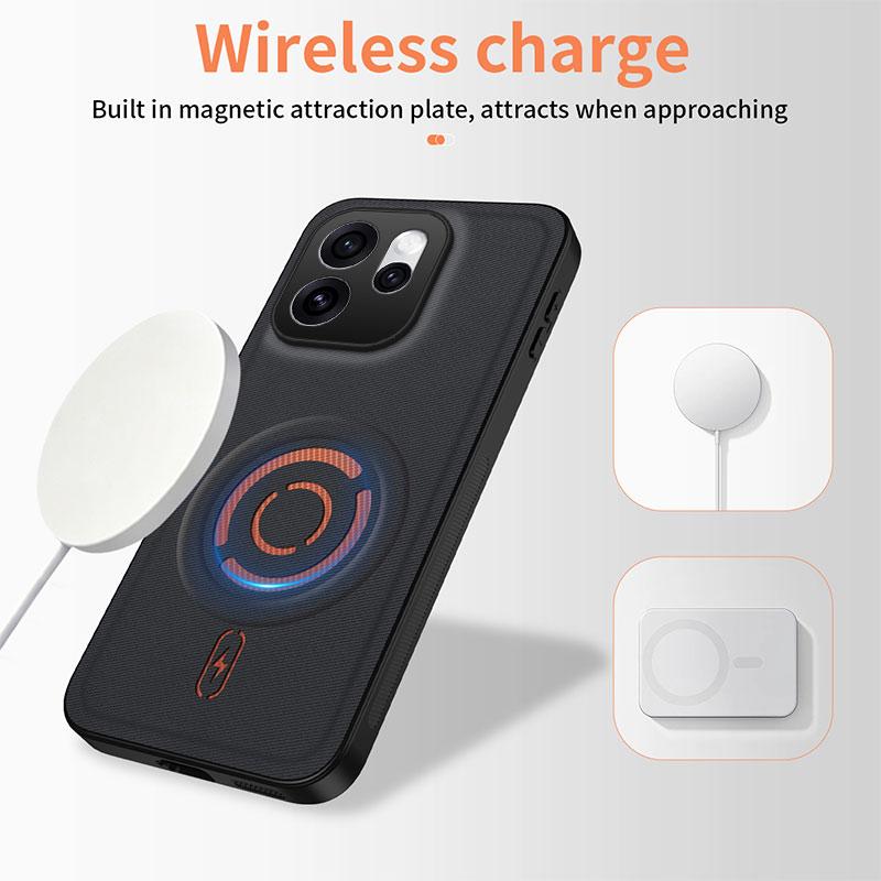 For OPPO Reno15 F 5G WANLONFENG Tech Fabric Texture Magnetic PC Hybrid TPU Phone Case(Orange)