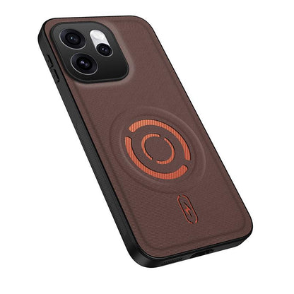 For OPPO Reno15 F 5G WANLONFENG Tech Fabric Texture Magnetic PC Hybrid TPU Phone Case(Coffee)