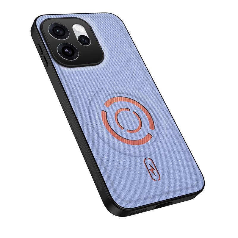 For OPPO Reno15 F 5G WANLONFENG Tech Fabric Texture Magnetic PC Hybrid TPU Phone Case(Blue)