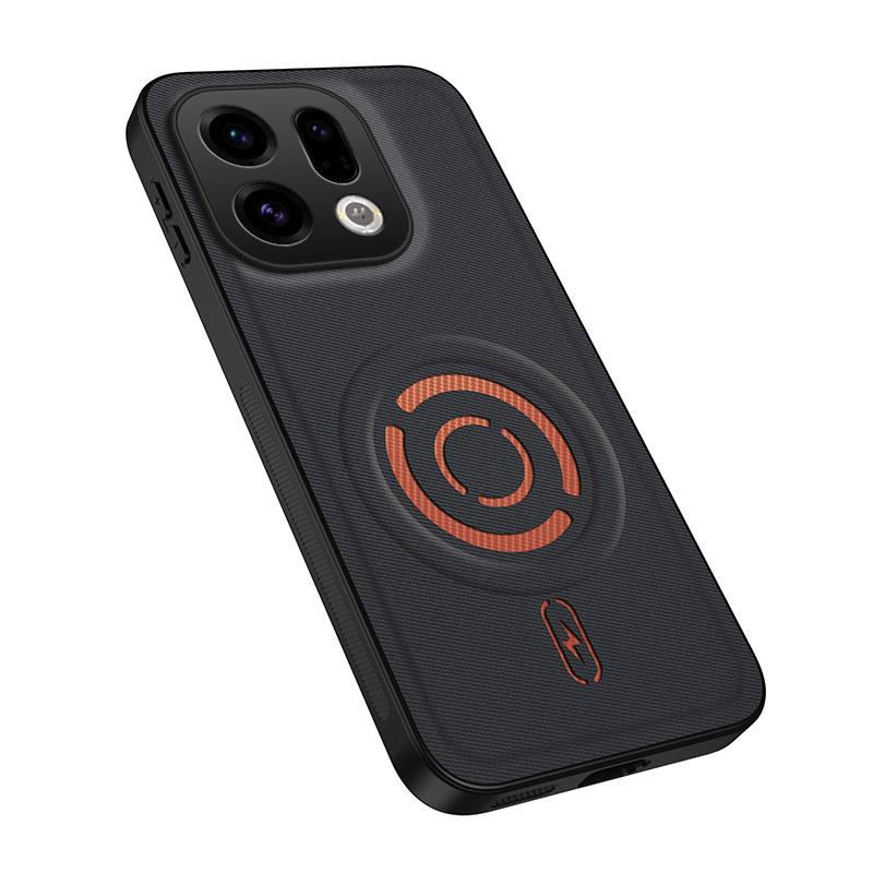 For OPPO Find X9 WANLONFENG Tech Fabric Texture Magnetic PC Hybrid TPU Phone Case - Black - EDA009924908B