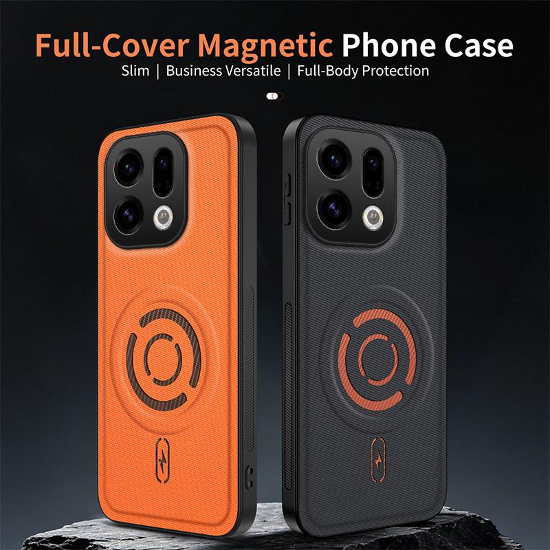 For OPPO Find X9 WANLONFENG Tech Fabric Texture Magnetic PC Hybrid TPU Phone Case - Coffee - EDA009924908C