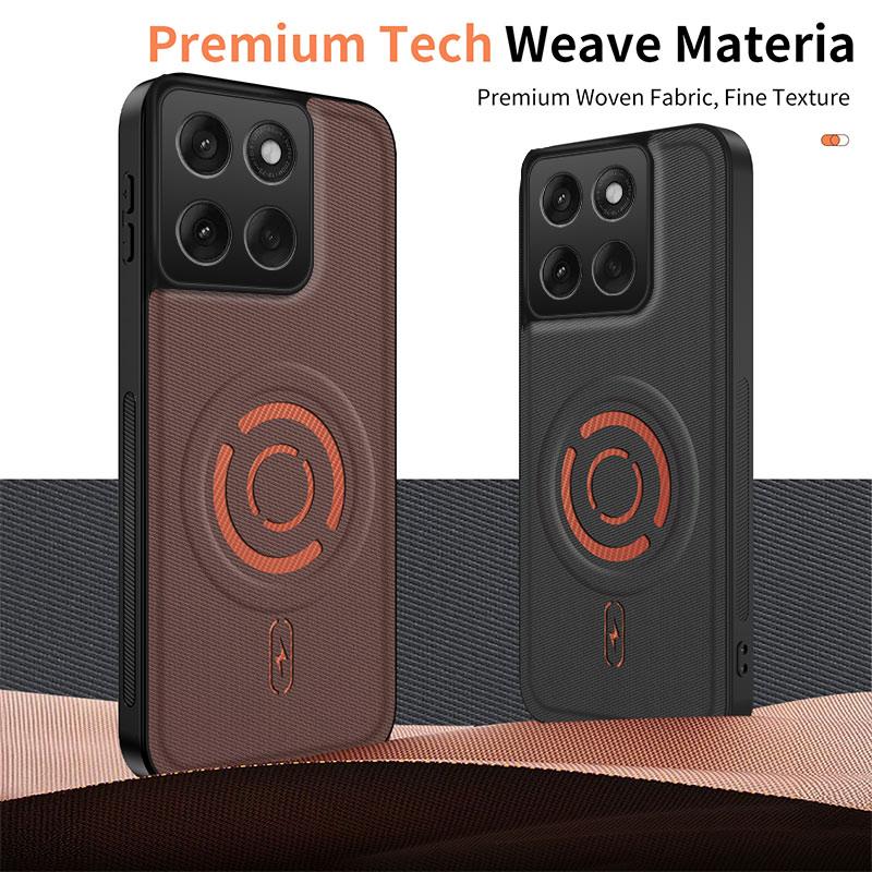 For Motorola Edge 60 5G / 60 Fusion WANLONFENG Tech Fabric Texture Magnetic PC Hybrid TPU Phone Case - Orange - EDA009925001A