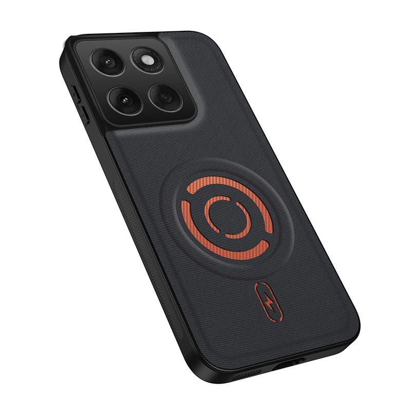 For Motorola Edge 60 5G / 60 Fusion WANLONFENG Tech Fabric Texture Magnetic PC Hybrid TPU Phone Case - Black - EDA009925001B