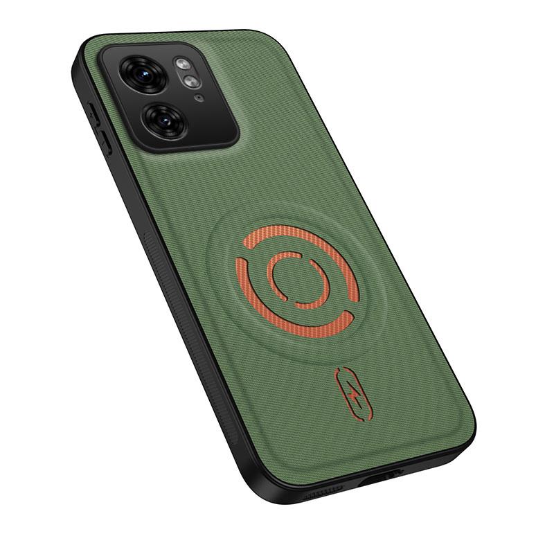 For Motorola Edge 40 WANLONFENG Tech Fabric Texture Magnetic PC Hybrid TPU Phone Case(Green)
