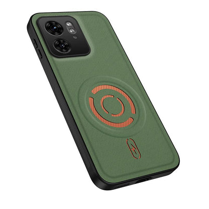 For Motorola Edge 40 WANLONFENG Tech Fabric Texture Magnetic PC Hybrid TPU Phone Case(Green)