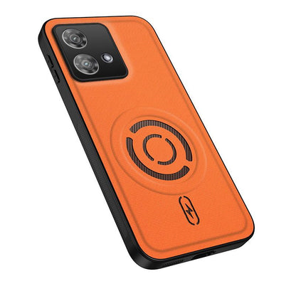 For Motorola Edge 40 Neo WANLONFENG Tech Fabric Texture Magnetic PC Hybrid TPU Phone Case(Orange)