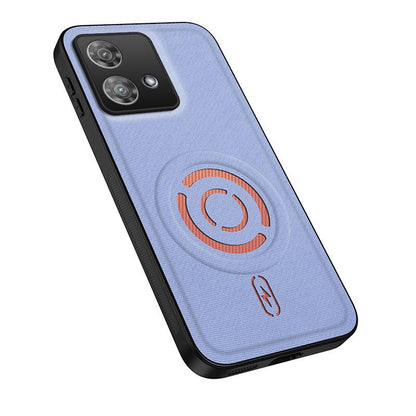For Motorola Edge 40 Neo WANLONFENG Tech Fabric Texture Magnetic PC Hybrid TPU Phone Case(Blue)