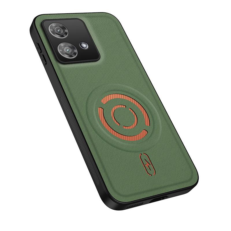 For Motorola Edge 40 Neo WANLONFENG Tech Fabric Texture Magnetic PC Hybrid TPU Phone Case(Green)