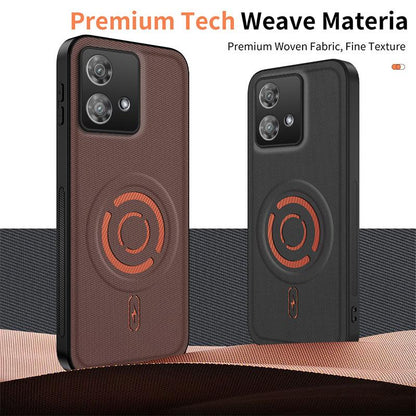 For Motorola Edge 40 Neo WANLONFENG Tech Fabric Texture Magnetic PC Hybrid TPU Phone Case(Green)