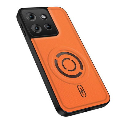 For Motorola Edge 50 WANLONFENG Tech Fabric Texture Magnetic PC Hybrid TPU Phone Case(Orange)