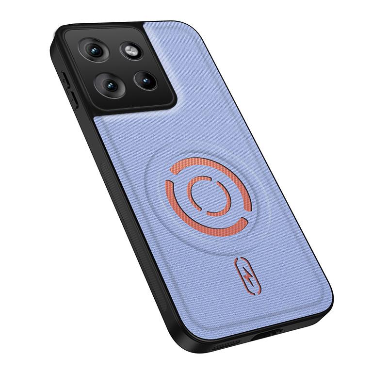 For Motorola Edge 50 WANLONFENG Tech Fabric Texture Magnetic PC Hybrid TPU Phone Case(Blue)