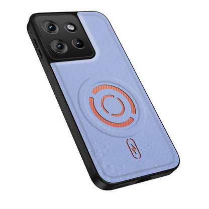 For Motorola Edge 50 WANLONFENG Tech Fabric Texture Magnetic PC Hybrid TPU Phone Case(Blue)