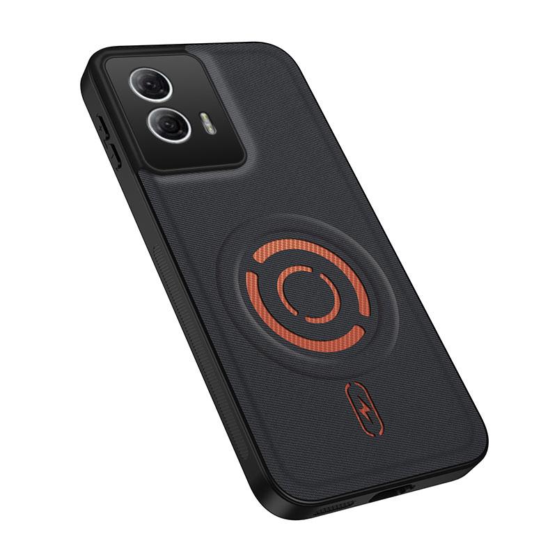 For Motorola Edge 50 Fusion WANLONFENG Tech Fabric Texture Magnetic PC Hybrid TPU Phone Case(Black)