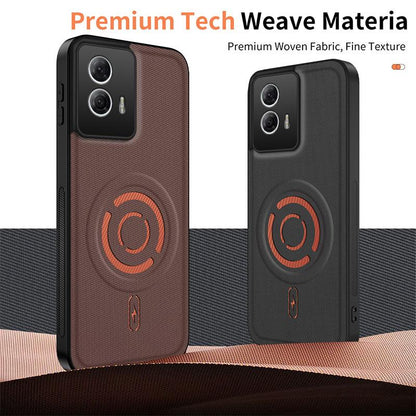For Motorola Edge 50 Fusion WANLONFENG Tech Fabric Texture Magnetic PC Hybrid TPU Phone Case(Black)